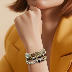 Chloe+ Isabel Deco Leather Wrap Bracelet New